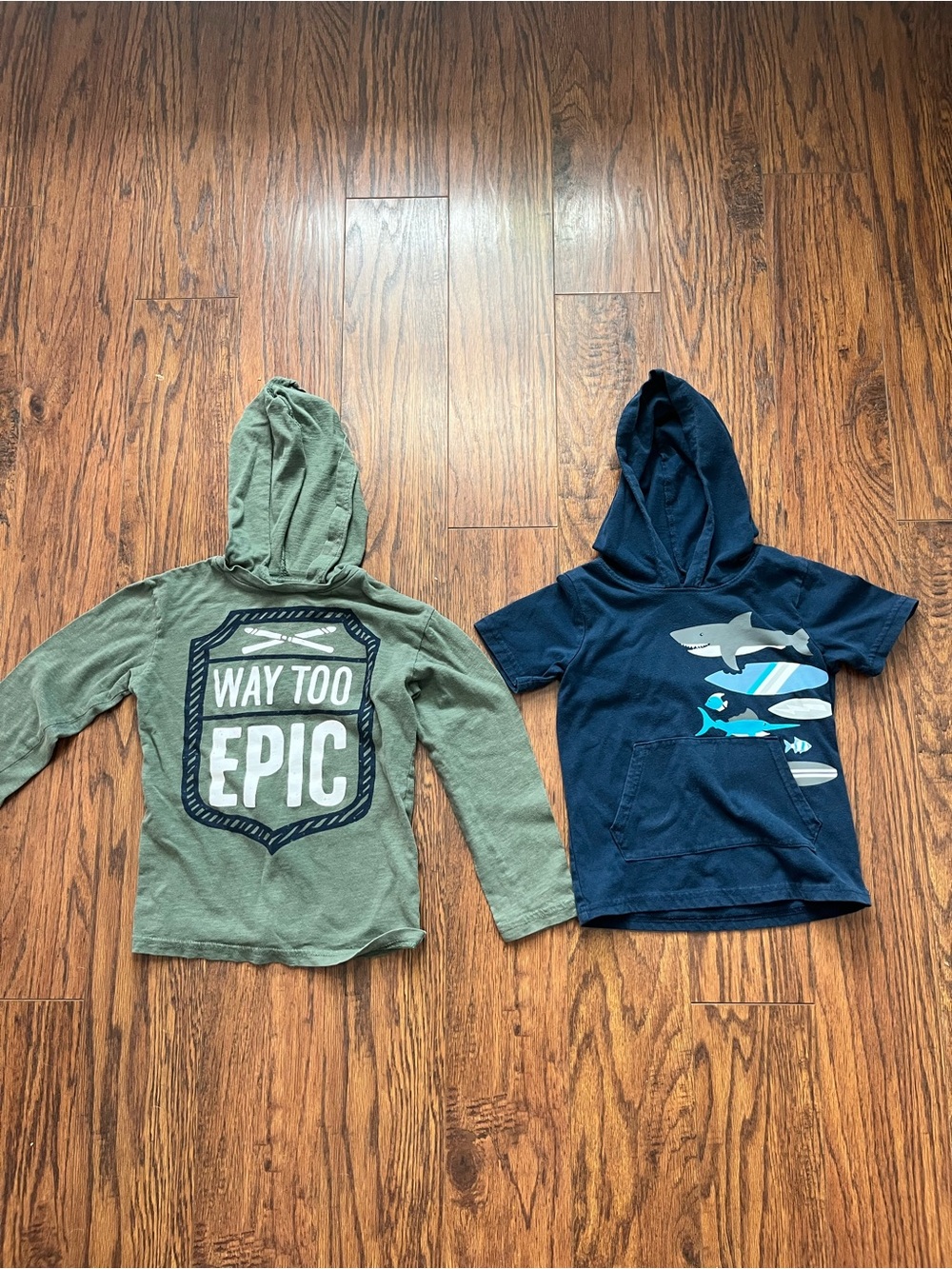 Kids Hooded Tee - Way Too Epic Green & Shark Blue-4t